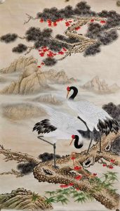 画家胡记领老师新作四尺工笔《松鹤延年》